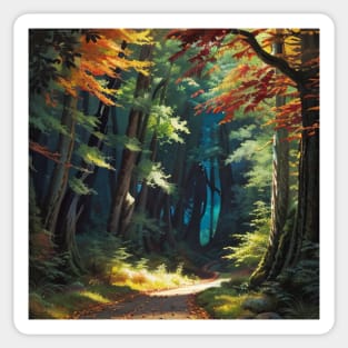 Road in an Autumn Forest Sticker